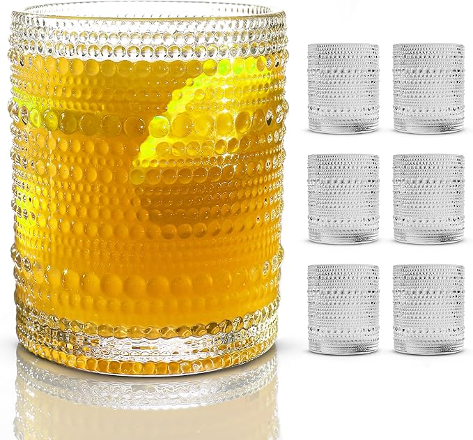 Hobnail Drinking Glasses, Vintage Glassware Set of 6, Vintage Drinking Glasses by BULK+PARADISE