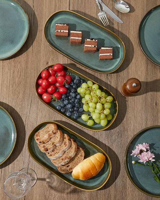 12" Deep Serving Platters, Stoneware Party Tray Set - Image 7