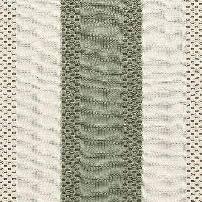 Macrame Style Bicolor Stitching Table Runner 14x36in Green | Woven Boho Table - Image 6