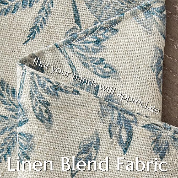 JINCHAN Sliva Linen Floral Placemats Set of 4 Farmhouse 13x19 Inch Blue | - Image 5