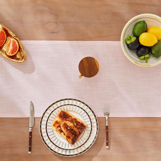 Rustic Cotton Linen Table Runner, 13x108 Inches Pink | Farmhouse Style Linen - Image 5