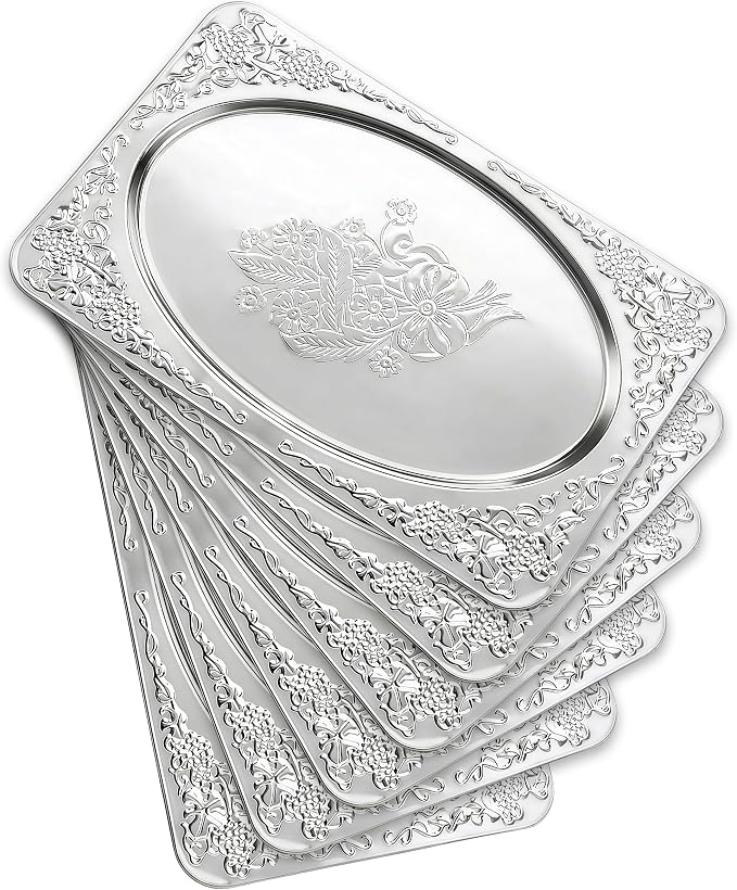 Silver Serving Trays, 13.7 x 8.5 Inch by BSTUR