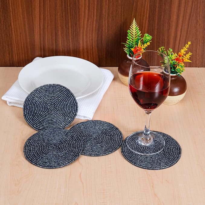 Handmade Beaded Bar Drink Tabletop Protection Coasters - Image 2