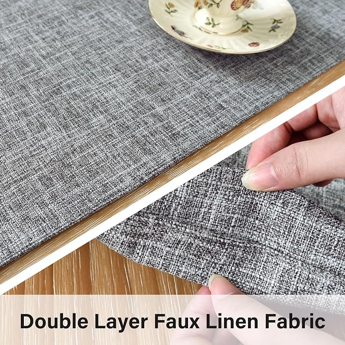 NEWISHER Reversible Double Layer Table Runner Faux Linen Fabric 13x60inch | - Image 3