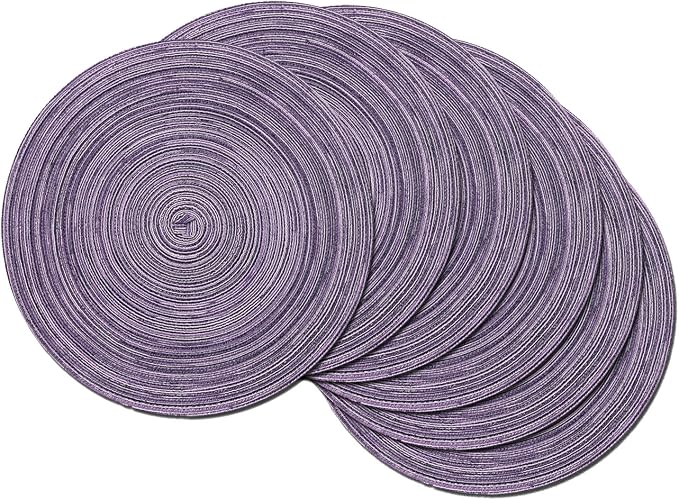 SHACOS Round Braided Placemats Set of 6 Round Placemats Cotton Blend Fabric by SHACOS