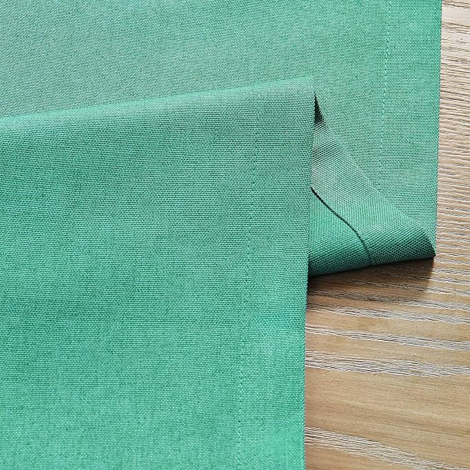 Basic Linen Style Table Runner, 14x60 Inch Teal | Mitered Corner Design - Image 6