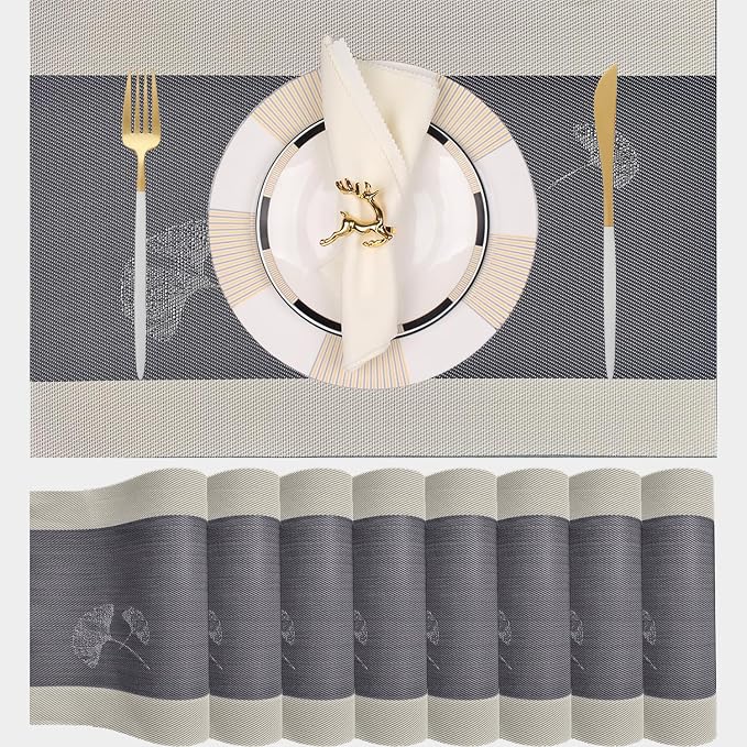 PIGCHCY Placemats Set of 8, Country Rustic Placemats Non-Slip Washable Durable by PIGCHCY