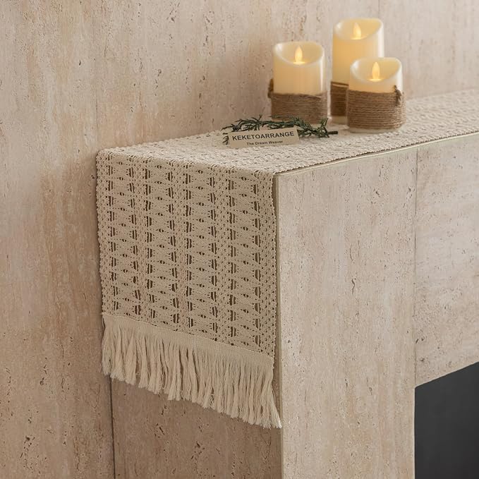 Keketoarrange Boho Macrame Table Runner 12x108 Inch | Woven Burlap Rustic - Image 6