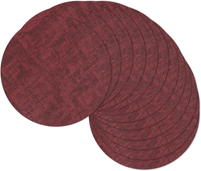 13" Round Placemats Set of 12, Reversible Faux Leather Heat Resistant Table Mats by NCUE