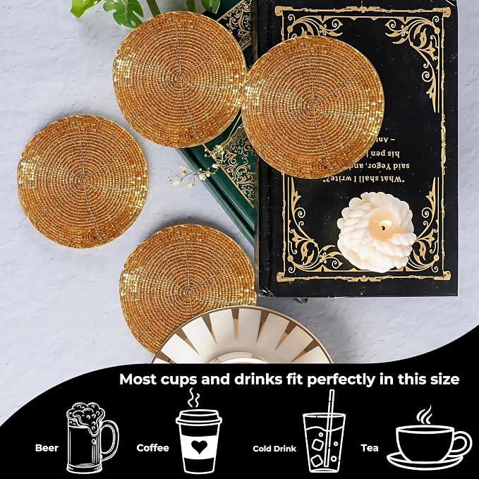Set of 4 Beaded Farmhouse Coasters - Image 5
