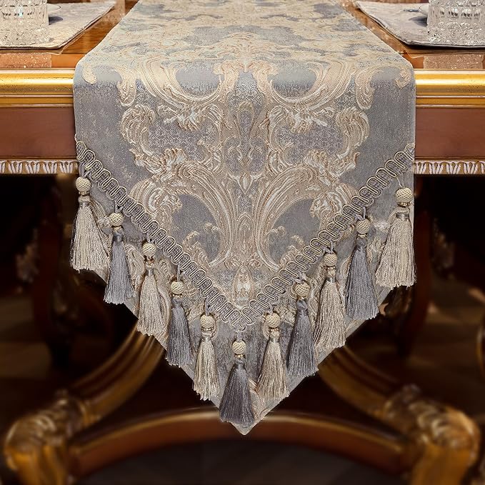 Loom and Mill Luxury Jacquard Damask Table Runner 72 Inches Long, 13x72 inch - Image 3