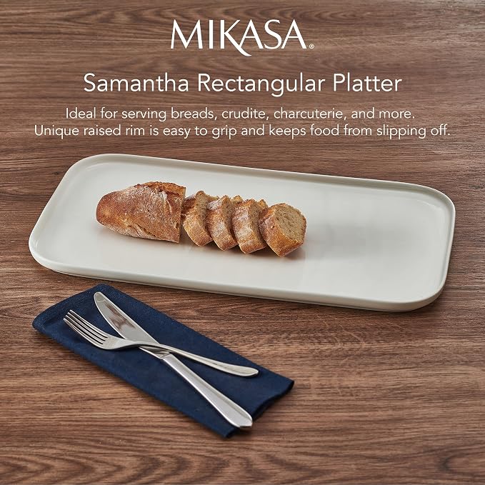 Mikasa Samantha Rectangular Bone China Lightweight Chip Resisant Serving Tray - Image 4