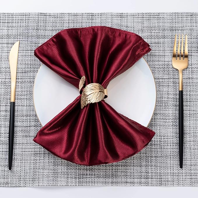 Gold Leaf Napkin Rings Set of 8, Metal Material - Image 4