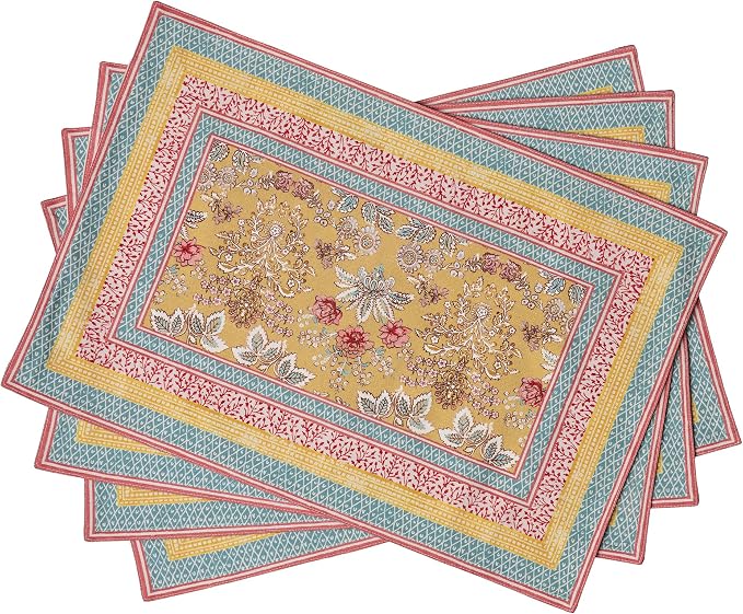 Maison d' Hermine Placemats Set of 4 Reusable 100% Cotton | Cloth Place Mats by MaisondHermine