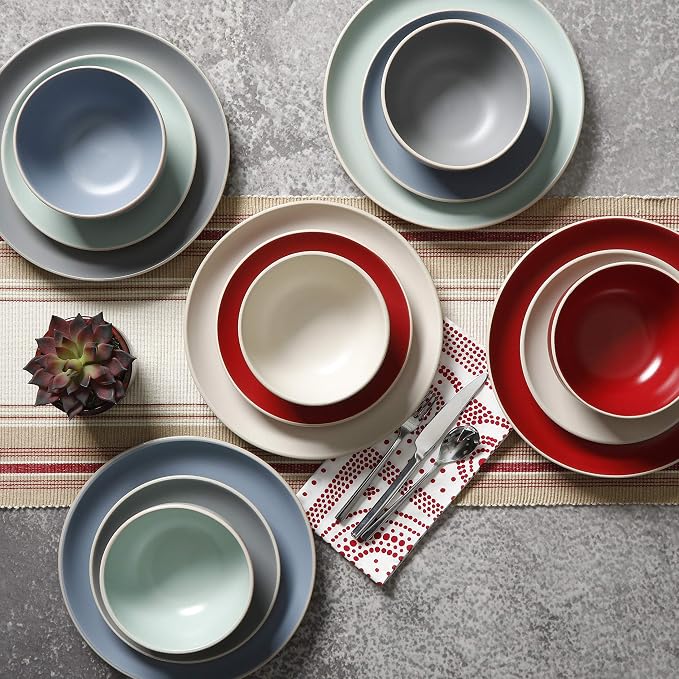 Gibson Home Rockaway Dinnerware, Teal Matte, Service - Image 7