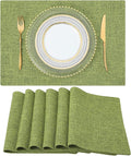 Faux Cotton Linen Placemats Set of 6, Cloth Washable Farmhouse Dining Table Mats by homing