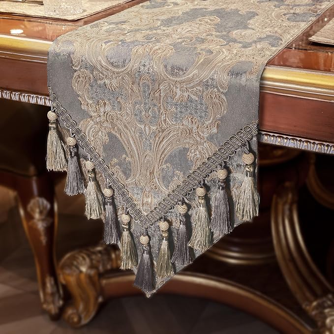 Loom and Mill Luxury Jacquard Damask Table Runner 90 Inches Long, 13x90 inch by LoomandMill