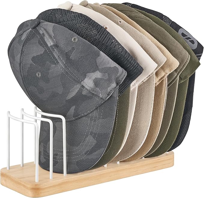 Mkono Hat Organizer for Baseball Caps, Hat Holder Storage for Closet, Wood | by Mkono