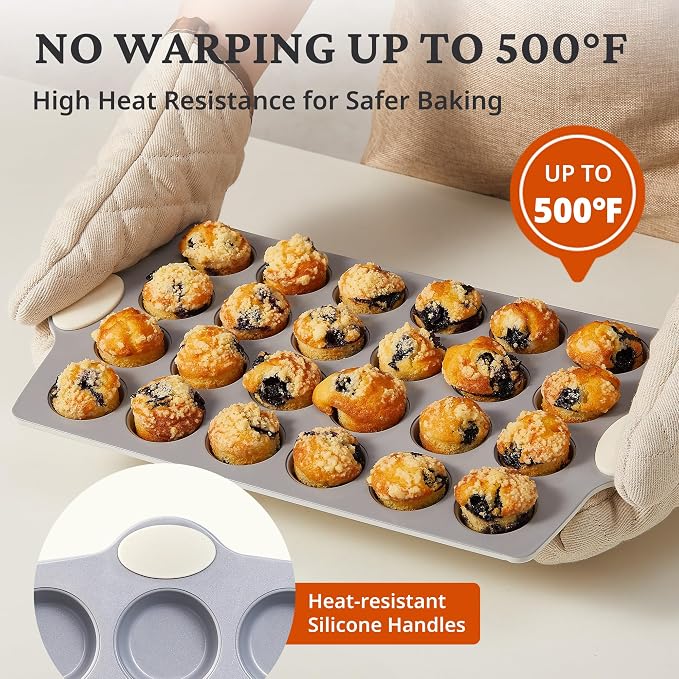 BRONYPRO 24-Cup Ceramic Nonstick Mini Muffin Pan & Cupcake Tin, Cream White | - Image 8