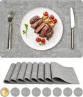 NCUE Vinyl Placemats Set of 8, Heat Resistant, Nonslip Faux Leather Waterproof by NCUE