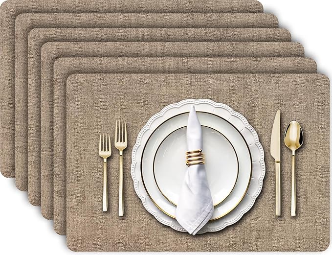 Aofmee Faux Leather Placemats Set of 6 by Aofmee