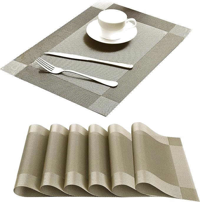 Table Placemats Dining Table Place Mats Set of 6 Heat Resistant Insulation by Yiaizhuo