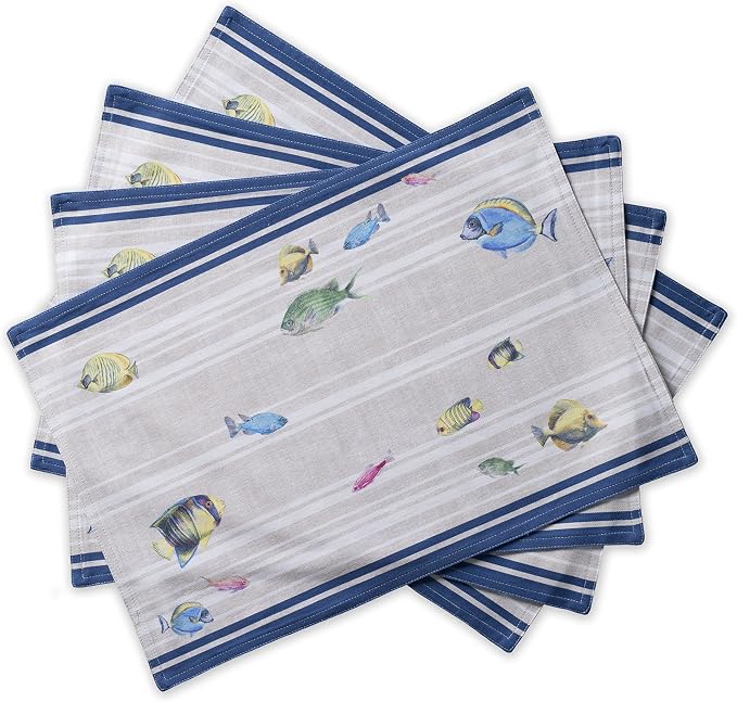 Maison d' Hermine Placemats Set of 4 Reusable 100% Cotton | Cloth Place Mats by MaisondHermine