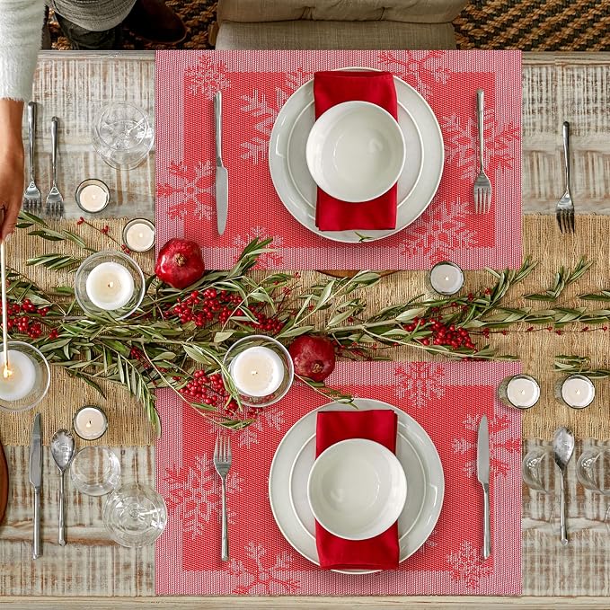 Aofmee Christmas Placemats Set of 6, Washable Christmas Place Mats - Image 6