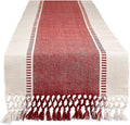 DII Dobby Stripe Table Runner, Barn Red & Cream Background | Woven Decorative by DII