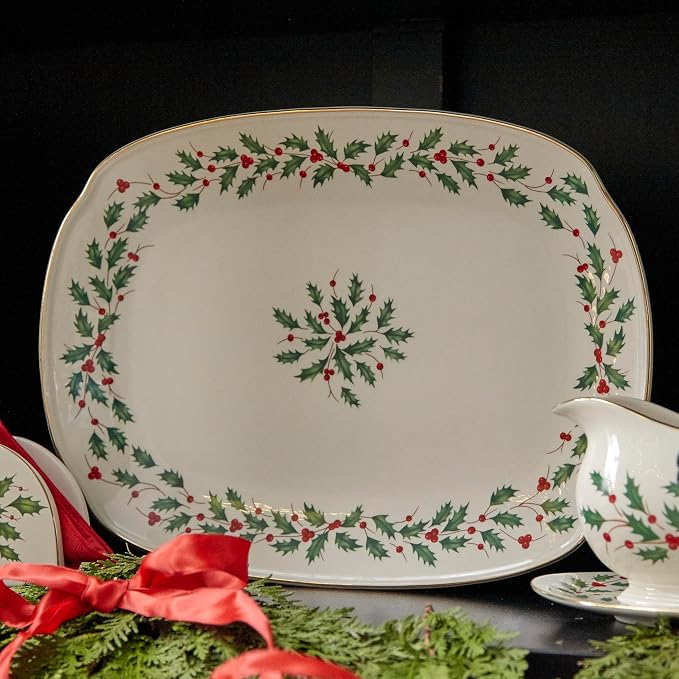 Lenox Holiday Porcelain Oblong Christmas Serving Platter | dishwasher safe | - Image 4