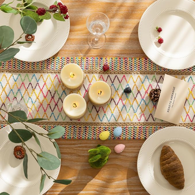 Keketoarrange Boho Macrame Table Runner 12x90 Inch | Woven Burlap Rustic Runner - Image 2
