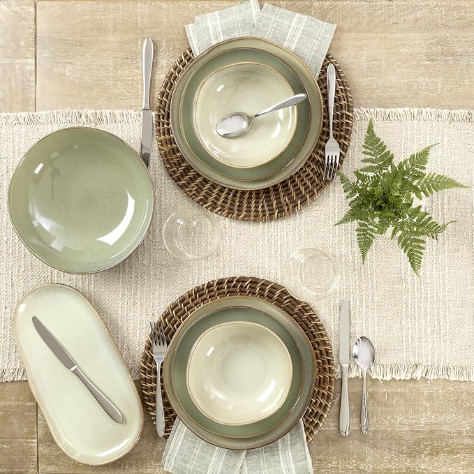 Oneida 897205 Organic Shades 12-Piece Dinnerware Set, Sage Green - Image 13