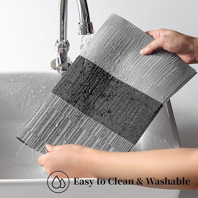 Leetaltree Grey with White Striped Placemats Set of 12 - Image 4