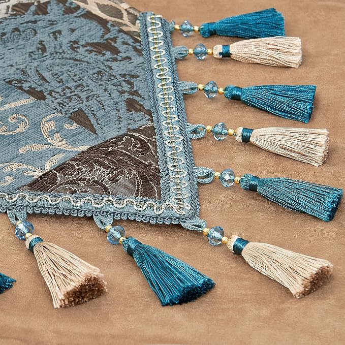 Loom and Mill Luxury Table Runner 72 Inches Long, Patchwork Chenille Damask - Image 7