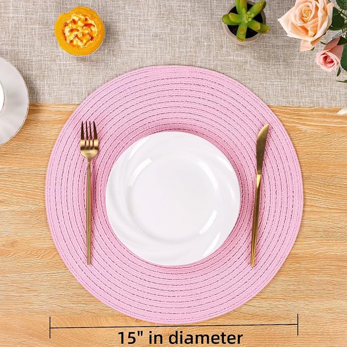 SHACOS Round Braided Placemats Set of 6 Round Table Mats - Image 4