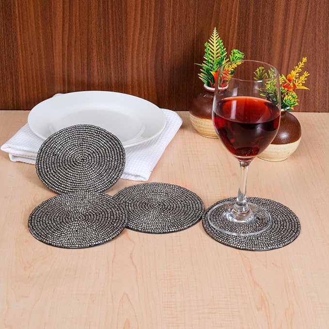 Handmade Beaded Bar Drink Tabletop Protection Coasters - Image 2