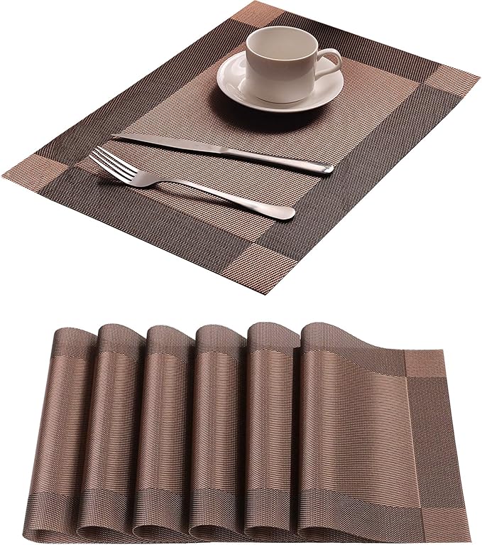 Table Placemats Dining Table Place Mats Set of 6 Heat Resistant Insulation by Yiaizhuo