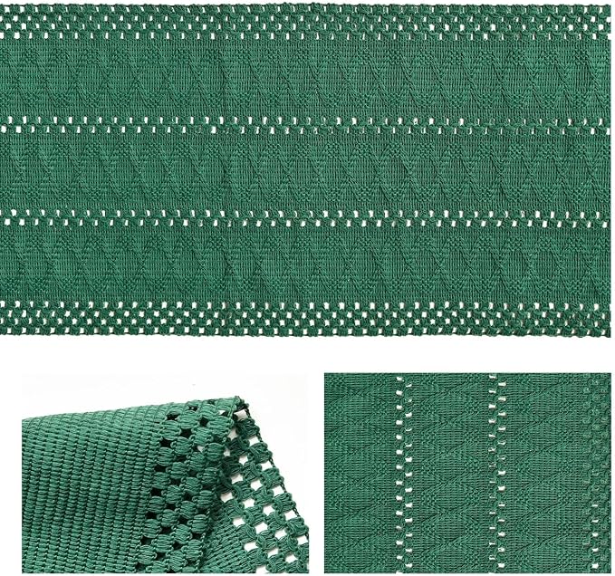 Artoid Mode Dark Green Woven Farmhouse Hollow Table Runner 12x36 Inch | Holiday - Image 5