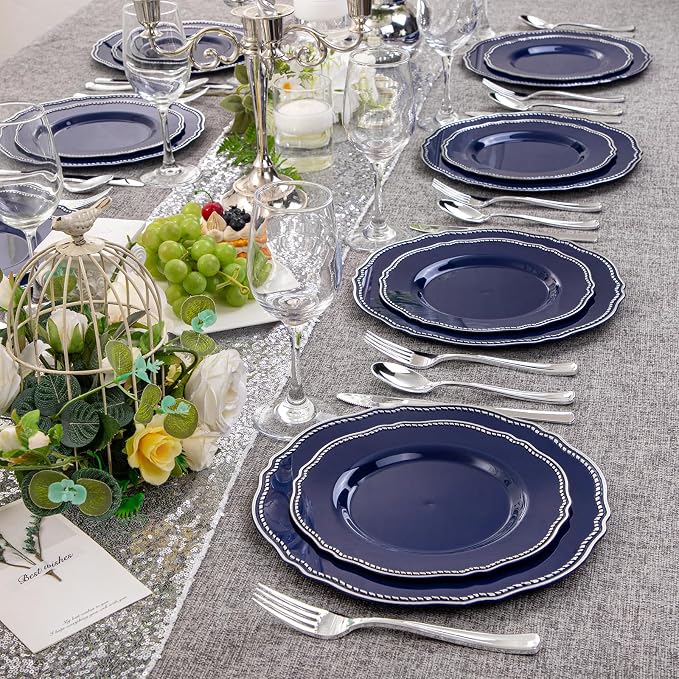 60pcs Blue Plastic Plates - Image 5