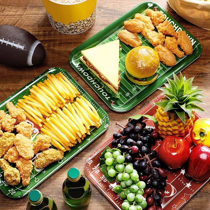 4 Pieces Serving Trays Melamine Platters Reusable Rectangle Party Trays - Image 5