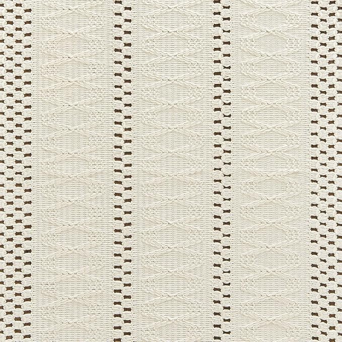 Macrame Style Boho Table Runner, 12x36 Inch Ivory | Woven Boho Table Runner - Image 6