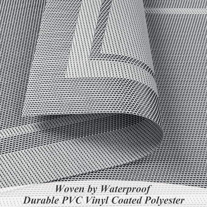 SHACOS Woven Vinyl Placemats Set of 4 Wipe Clean Place Mats - Image 2