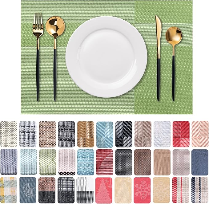 Placemats Set of 6 Washable Indoor | Outdoor Vinyl Place Mats by CADONO