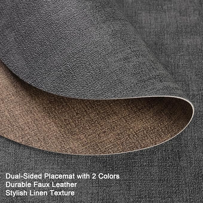 Faux Leather Placemats Set of 6, Dual Sided - Image 2