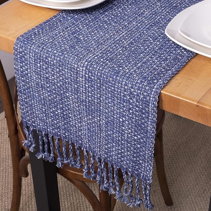 100% Cotton Table Runner for Dining Room Tables Rectangle Two Tone Woven Fabric - Image 6