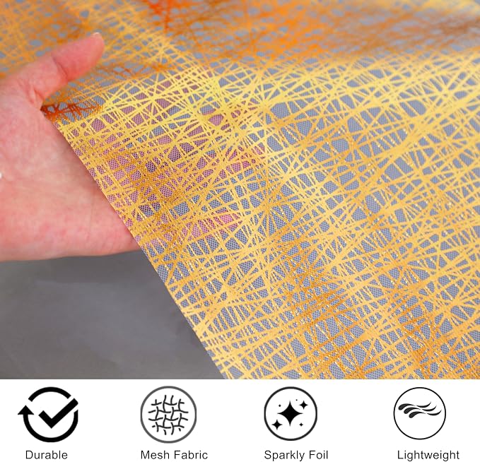 Snowkingdom 2 Pcs Gold Table Runner 11x 108 Inch Thin Mesh Sparkle Glitter - Image 4