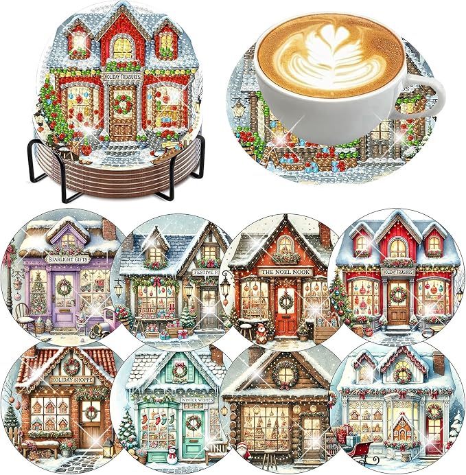 Ekuxom 8 PCS Diamond Art Coasters Kits-Store Diamond Painting Coasters Kits | by Ekuxom