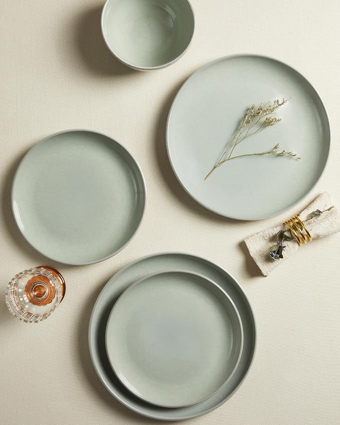 Santorini Mist Terracotta Reactive Glaze Plates and Bowls Sets, Stoneware - Image 5