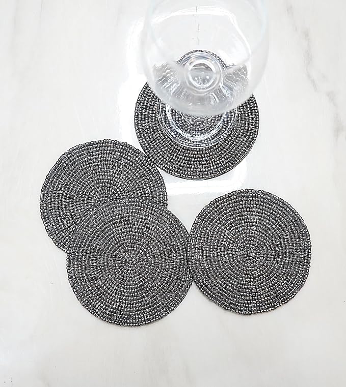 Handmade Beaded Bar Drink Tabletop Protection Coasters - Image 7