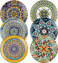 HENXFEN LEAD Boho Ceramic Salad & Dessert Plates Set of 6, 8.5 Inch | Assorted by HENXFENLEAD